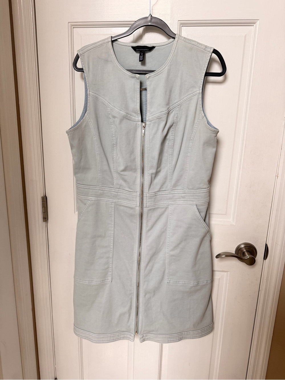 White House Black Market Pale Blue Sleeveless Zip Dress